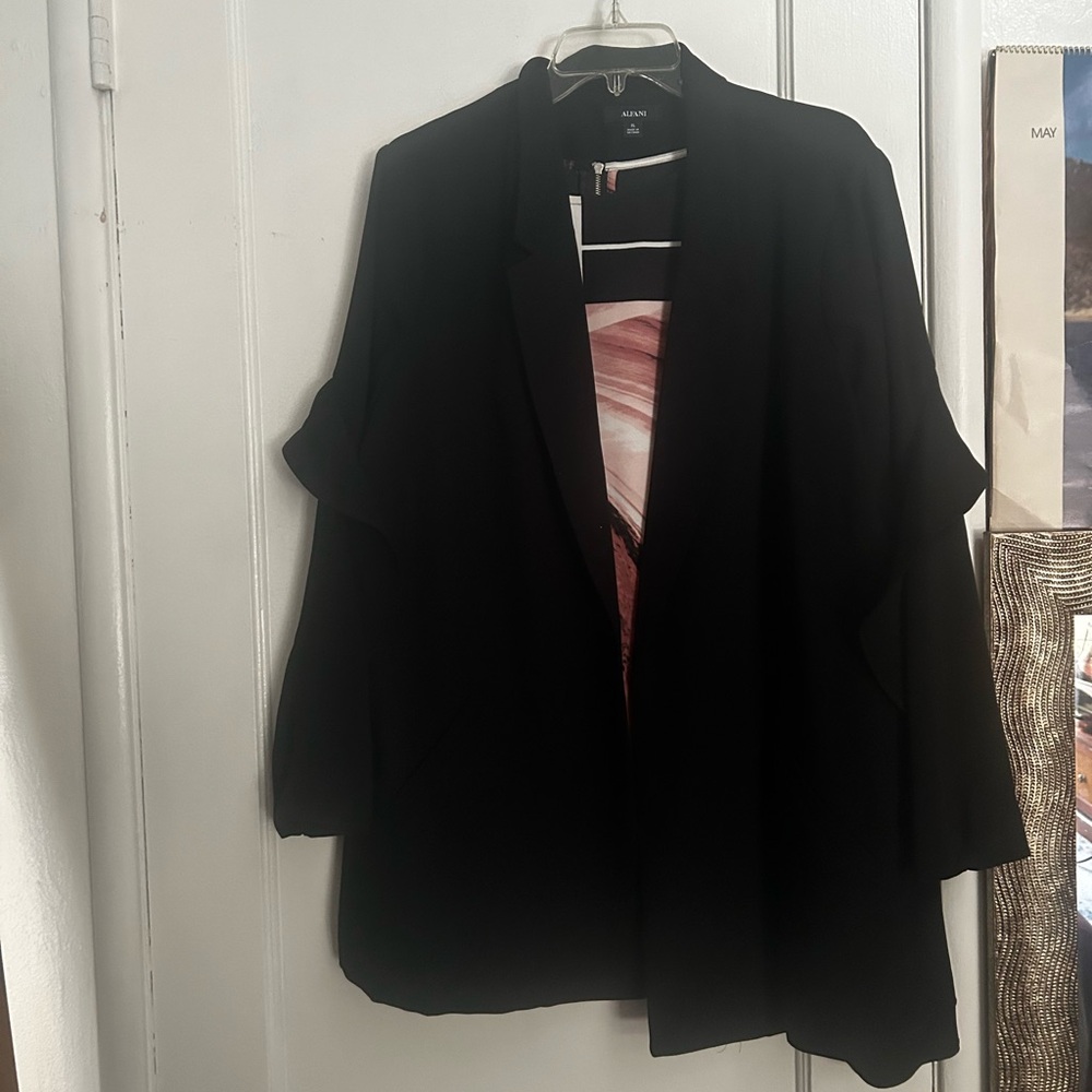 Alfani Black Draped Open-Front Jacket